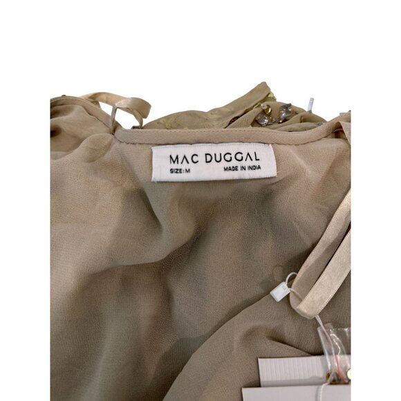 NEW Mac Duggal 94044 Gold Sequin Beaded Kimono Sleeve Wrap Mini Dress - Size M - Picture 8 of 10